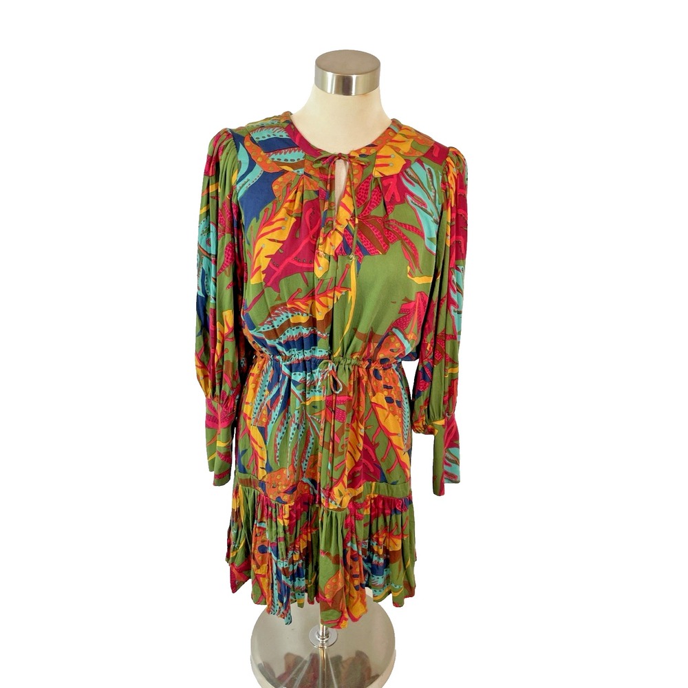 French Violet Boutique Bright Colored Long Sleeve Tiered Skirt Dress Size L